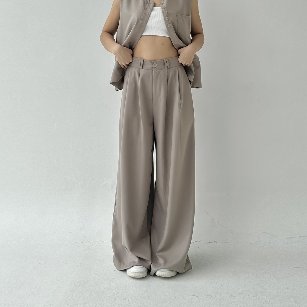LORO PANTS - Celana Panjang Wanita Wide Highwaist Pants Basic Korean Long Trousers Murah Posha