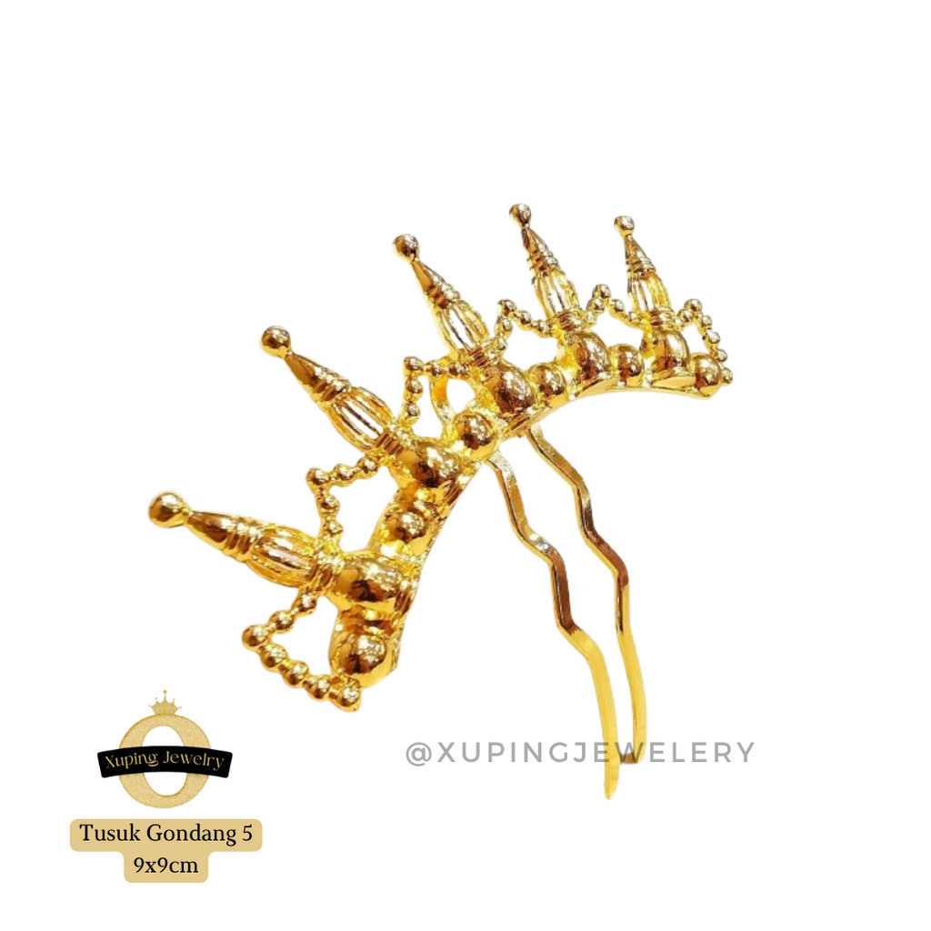 XUPING JEWELRY Tusuk Gondang 5 Tusuk Sanggul Lapis Emas Replika Tusuk Konde Rambut Batak