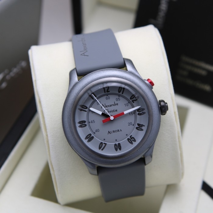 jam tangan unisex alexandre christie ac 9397 grey +led button original
