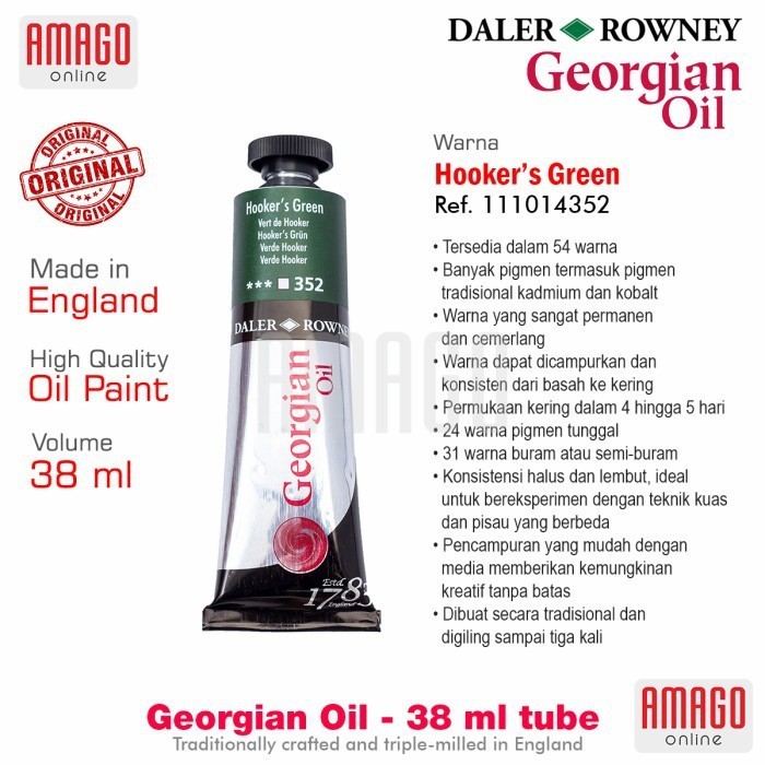 

Cat Minyak Lukis DALER-ROWNEY Georgian Oil 38 ml - Hookers Green - 111014352