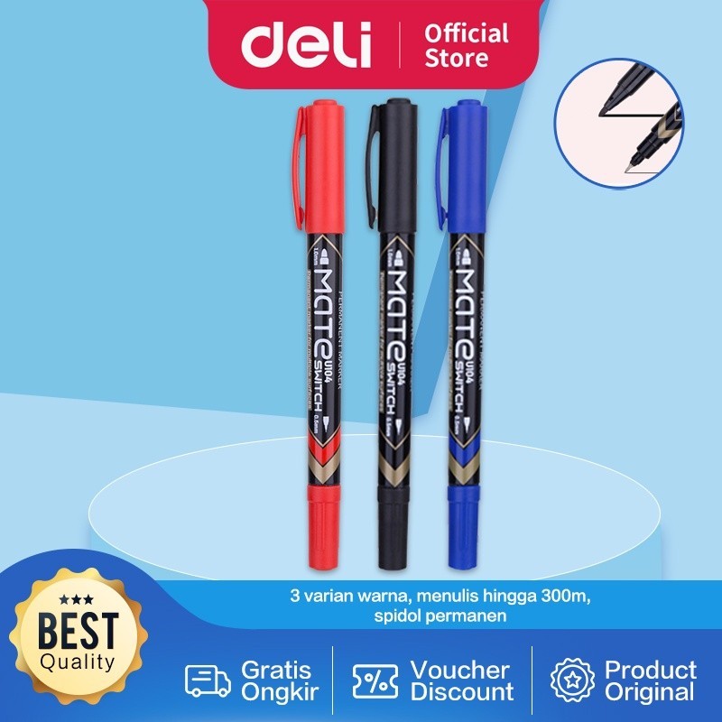 

Deli Spidol permanen - 2-tip 0.5mm/1.0mm Cepat kering tidak beracun EU104X0