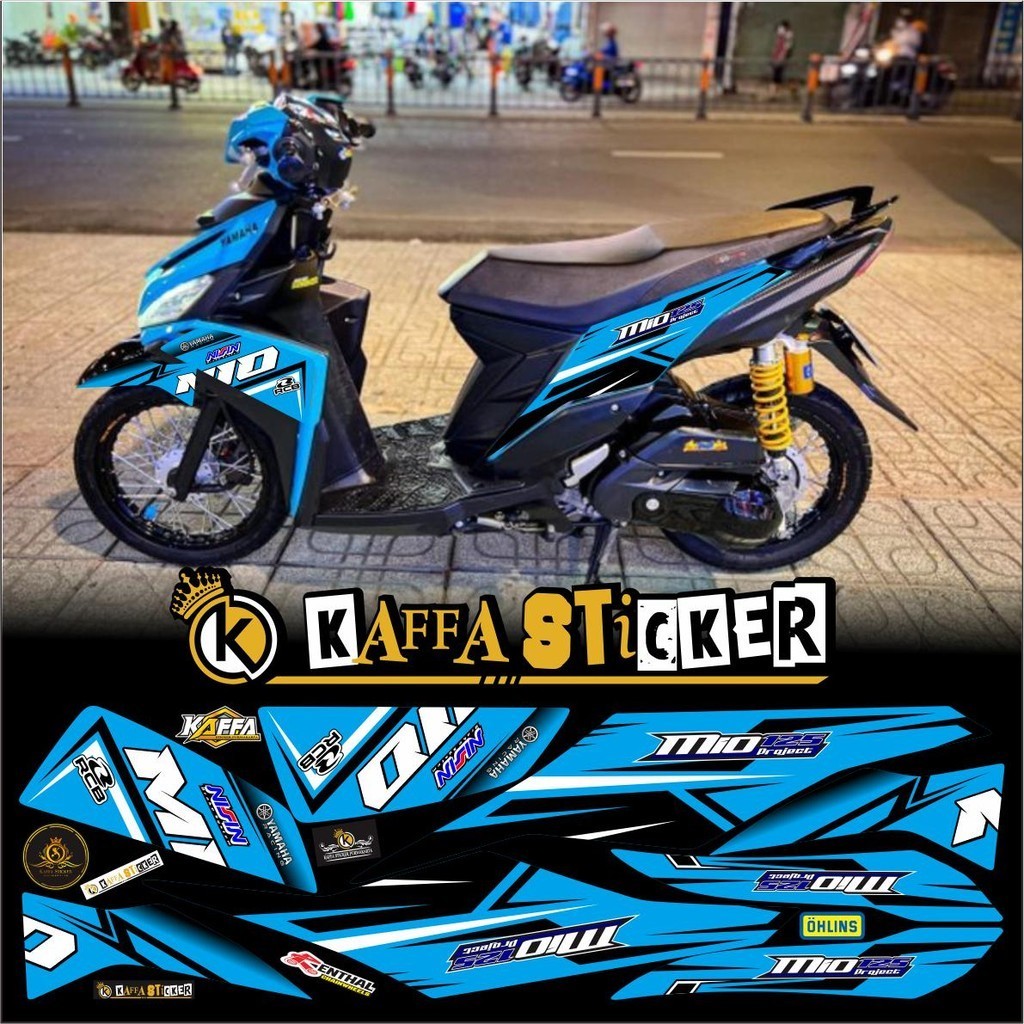 COD / STRIPING TERLARIS Stiker Mio M3/Z Decal Striping Mio M3/Z Premium Racing polet biru muda