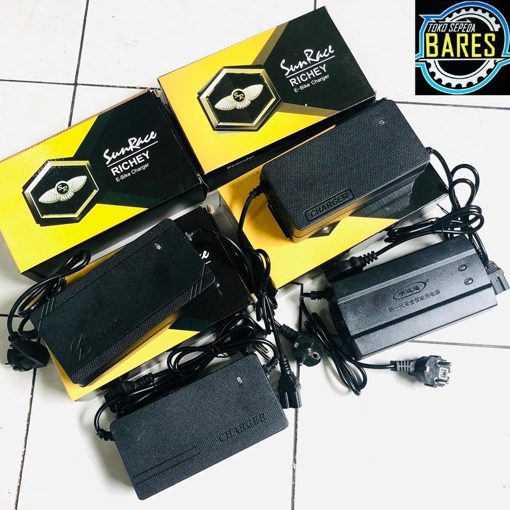 Charger Aki Sepeda Listrik SunRace Richey 36V / 48V 12AH / 20 AH / Charger Baterai