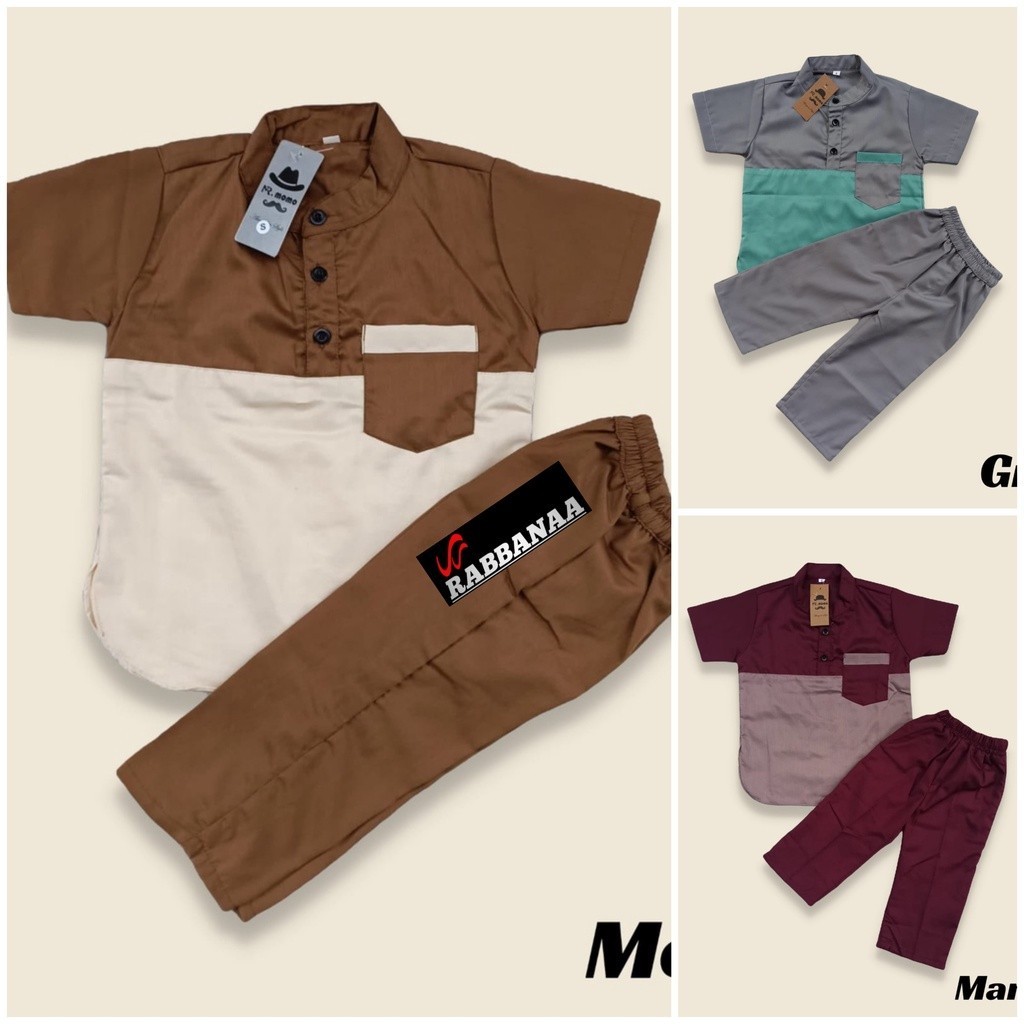 AnnisaPutri - Aiman Setelan Baju Koko Anak Laki Laki Muslim Usia 1-14 Tahun