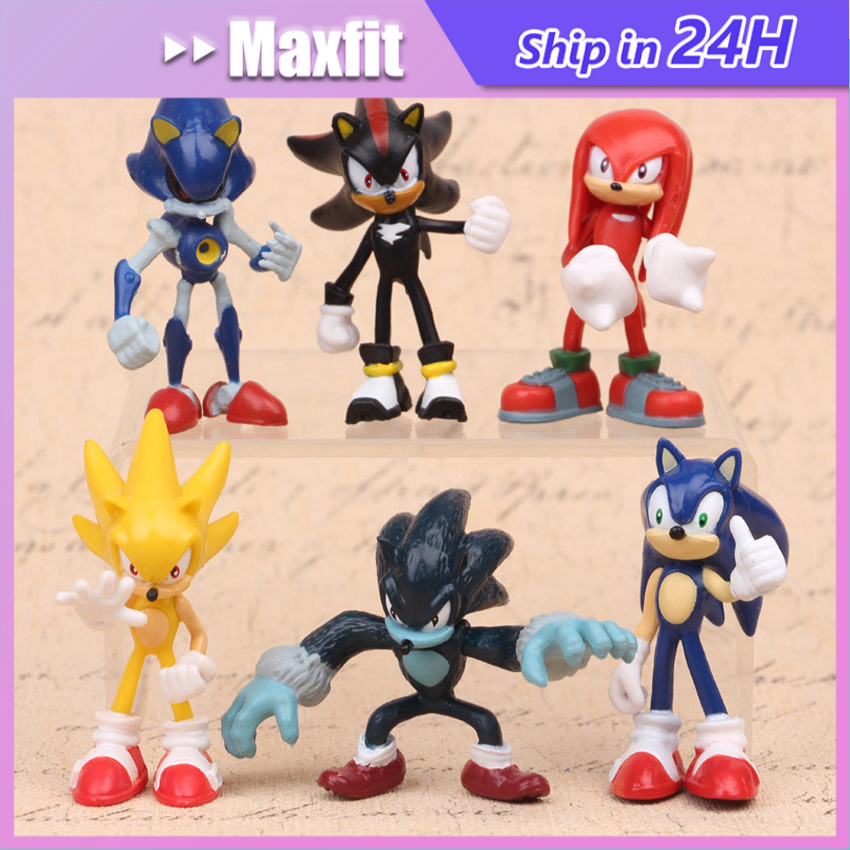 6Pcs/Set Action Figure Jual Satuan Super Sonic Pajangan Figure Figur Patung Mainan Figurin Super Son