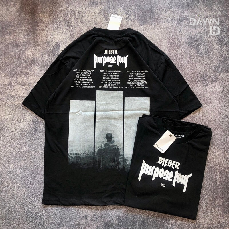 Baju Kaos Pull&Bear Oversize Justin Bieber Purpose Tour - T Shirt Vintage Oversize Justin Bieber Kao