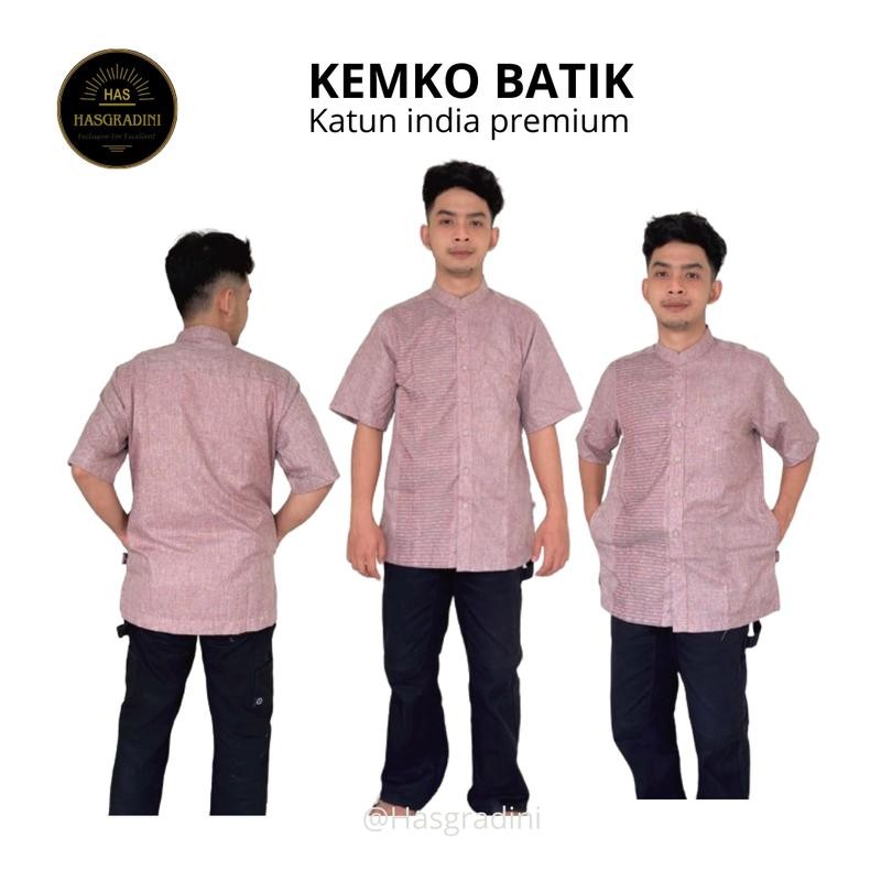 [ BUY 1 GET PECI ] KEMEJA KOKO BATIK KATUN INDIA PREMIUM by hasgradini kemko terbaru lengan pendek m
