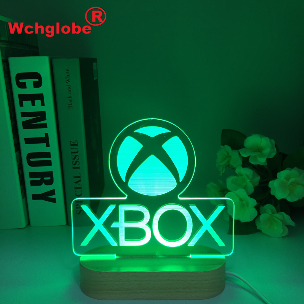 XBOX Games 7Colors Changing Wooden Night Light 3D Acrylic LED Table Lamp Atmosphere Room Office Deco