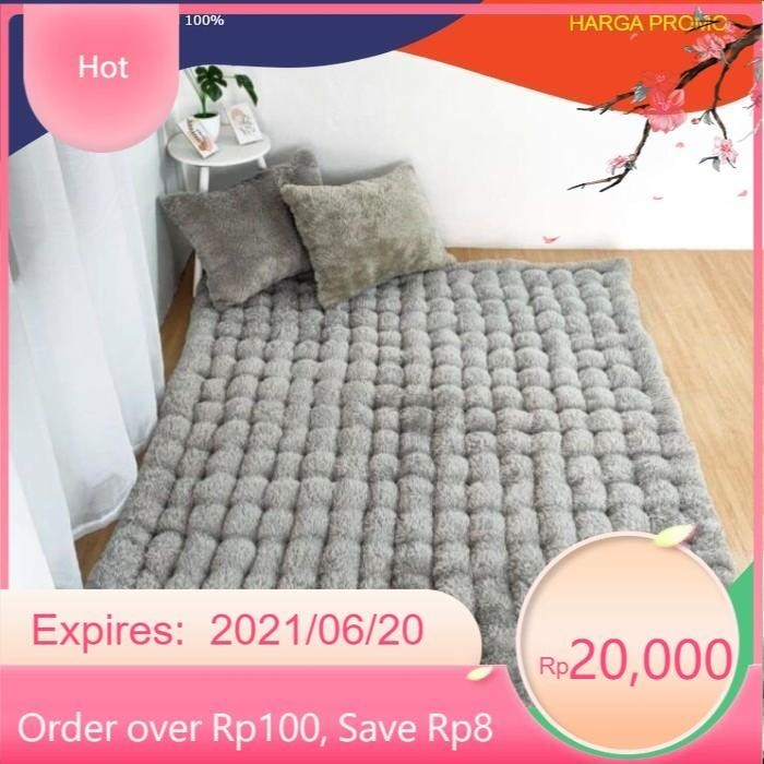 KASUR BULU RASFUR JUMBO | KASUR GENDER | KASUR LIPAT | KASUR LANTAI - Abu-abu empuk