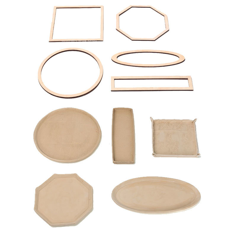 

Ceramic Plate Forming Mold Wood Concentric Geometric Hand-printed Blank-shaped Pottery Tools Clay Cutting Guide Rail Round Oval