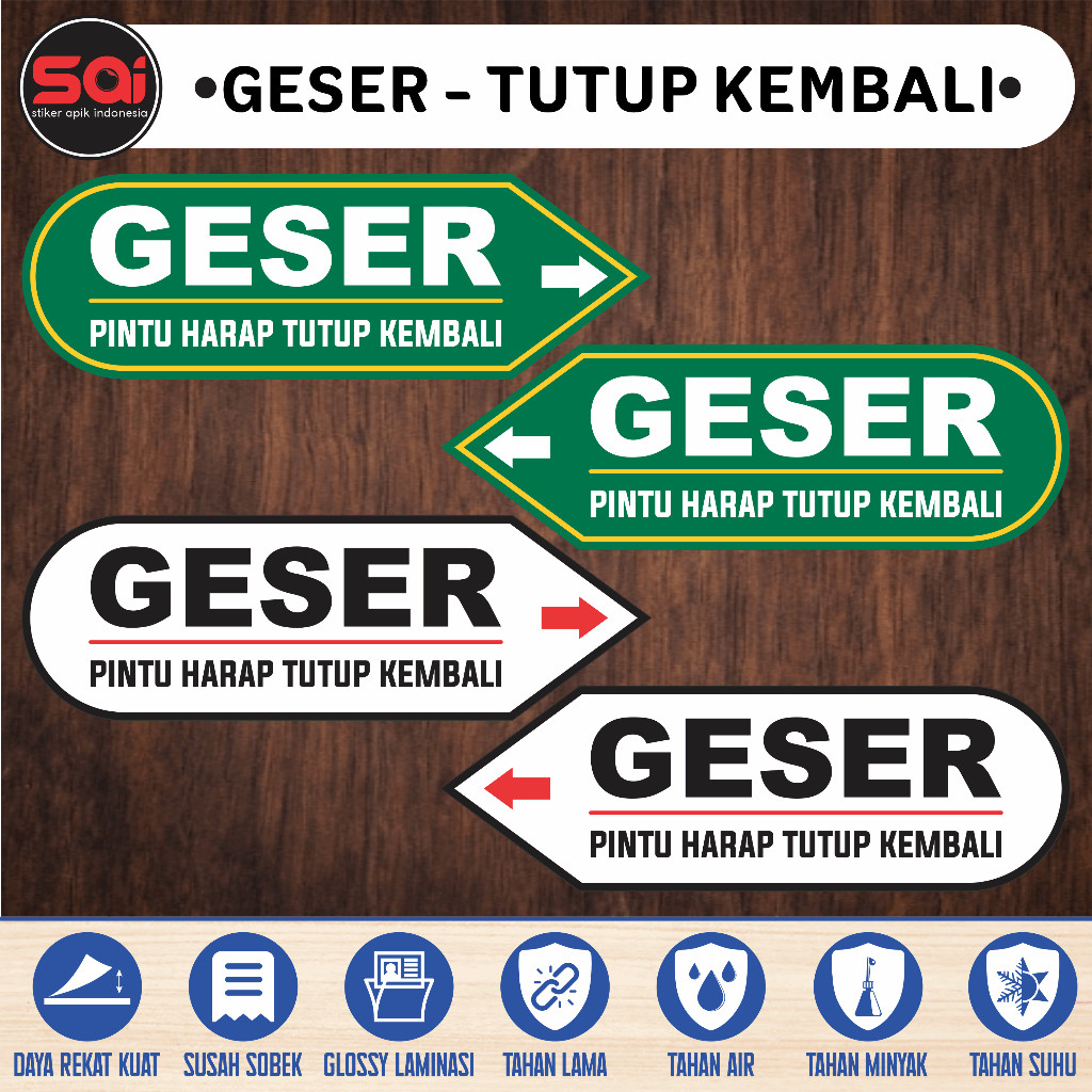 

stiker vinyl GESER KANAN KIRI PINTU HARAP TUTUP KEMBALI laminasi glossy