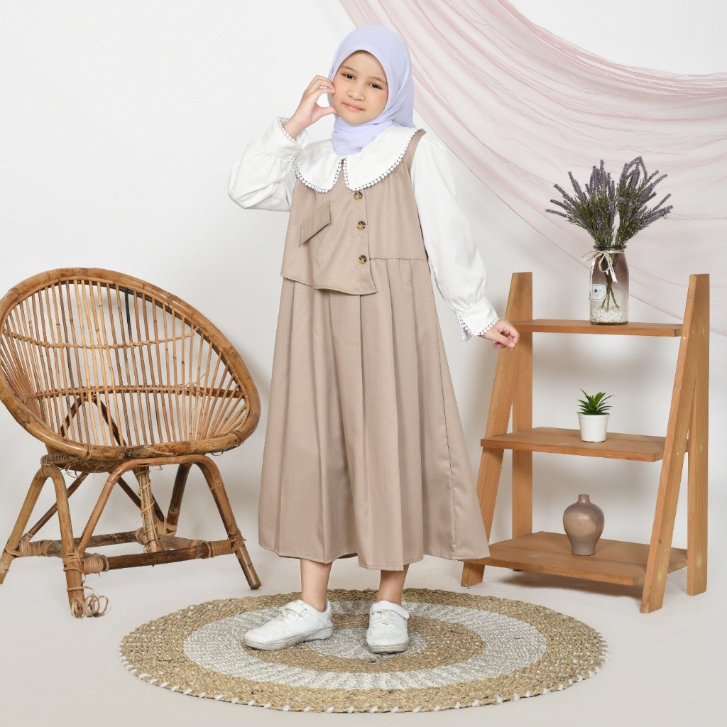 DF45RT SALWA - Dress anak perempuan elegan umur 5 sampai 12 tahun korean style mini dress / long dre