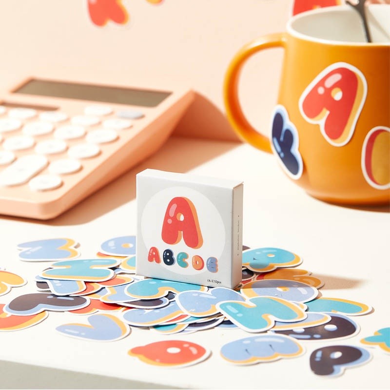 

IMOON 50/52 PCS Colorful Cute Alphabet Number Decorative Sticker Self-adhesive Letters for Kids Scrapbooking Journal Supplies