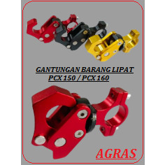 gantungan barang PCX 150 160 model lipat variasi almini cnc Agras gold merah hitam