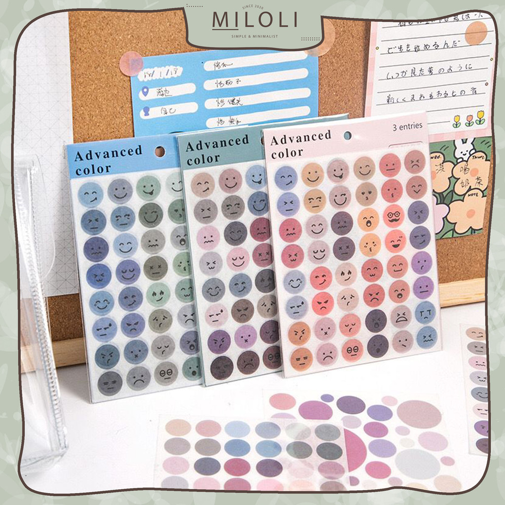 

[MILOLI] 3Pcs CIRCLE DOT STICKER SMILE EXPRESSION Round Planner DIY Scrapbook Stiker Dekor Jurnal - B0507