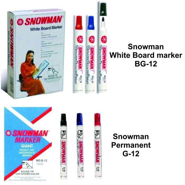 

spidol snowman whiteboard BG-12 / permanent G-12 (1 pak isi 12 pcs)
