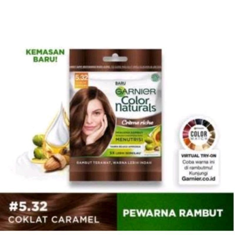 Garnier Color Naturals Creme Riche Coklat Caramel Pewarna Rambut