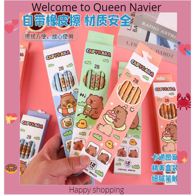 

QN - Pensil HB set 10 pcs karakter capybara lucu