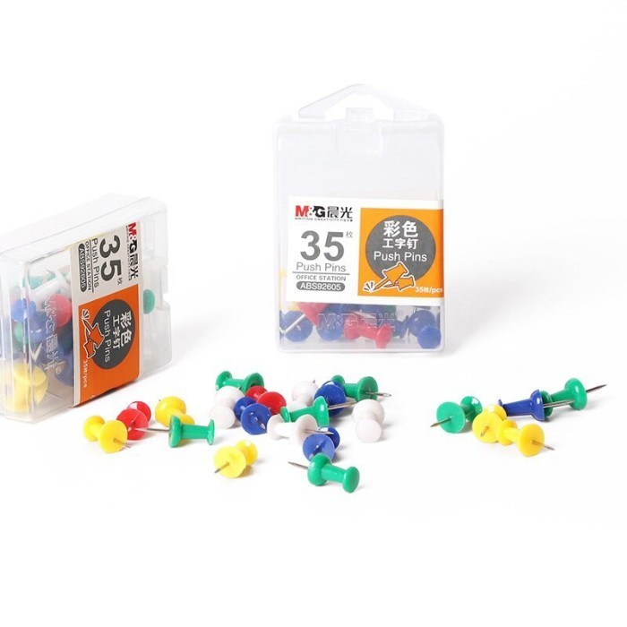 

M&G Colorful Push pins / Push Pin M&G 35 Pcs / Paku Tusuk Jarum Serbaguna ABS92605