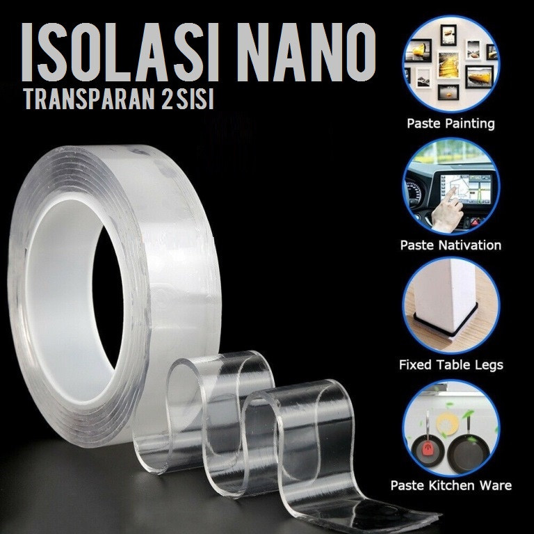 

ISOLASI TRANSPARAN BENING lebar 3cm 100cm besar lebar panjang double tape bening 2 sisi nano gel isolasi ajaib serbaguna tape superboybantul superboy bantul