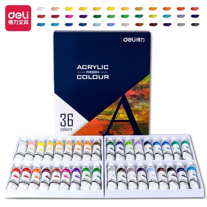 

Deli Acrylic Paint Cat Akrilik Anak 24 36 Warna Dapat Ditulis Di Kain - 12wrn 5ml 73913