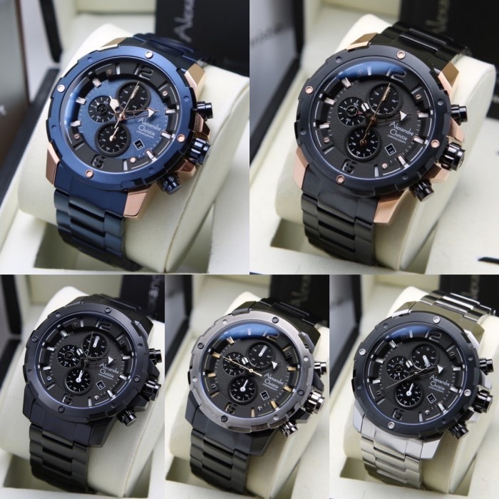 Jam Tangan Pria Alexandre Christie 6410 AC6410 MC - Silver Black