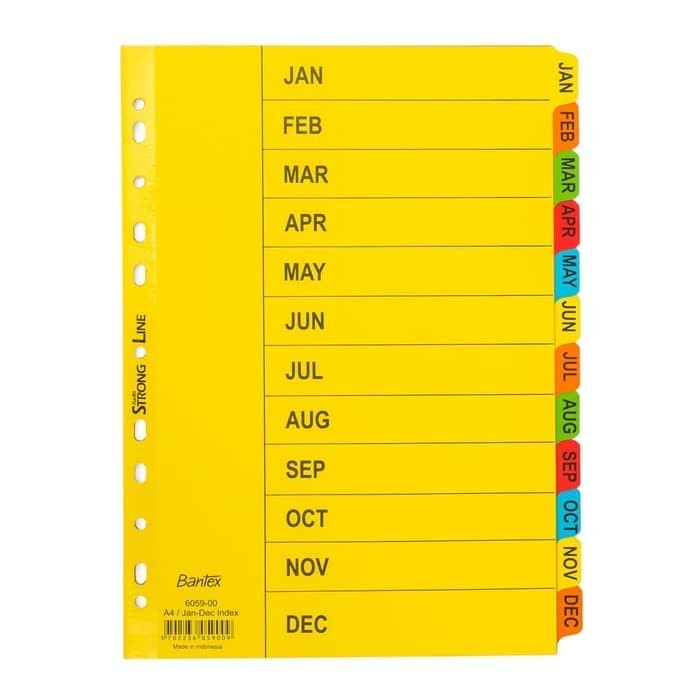 

Divider Index Bantex A4 Bulan Jan-Dec 6059-00 Pembatas Binder File