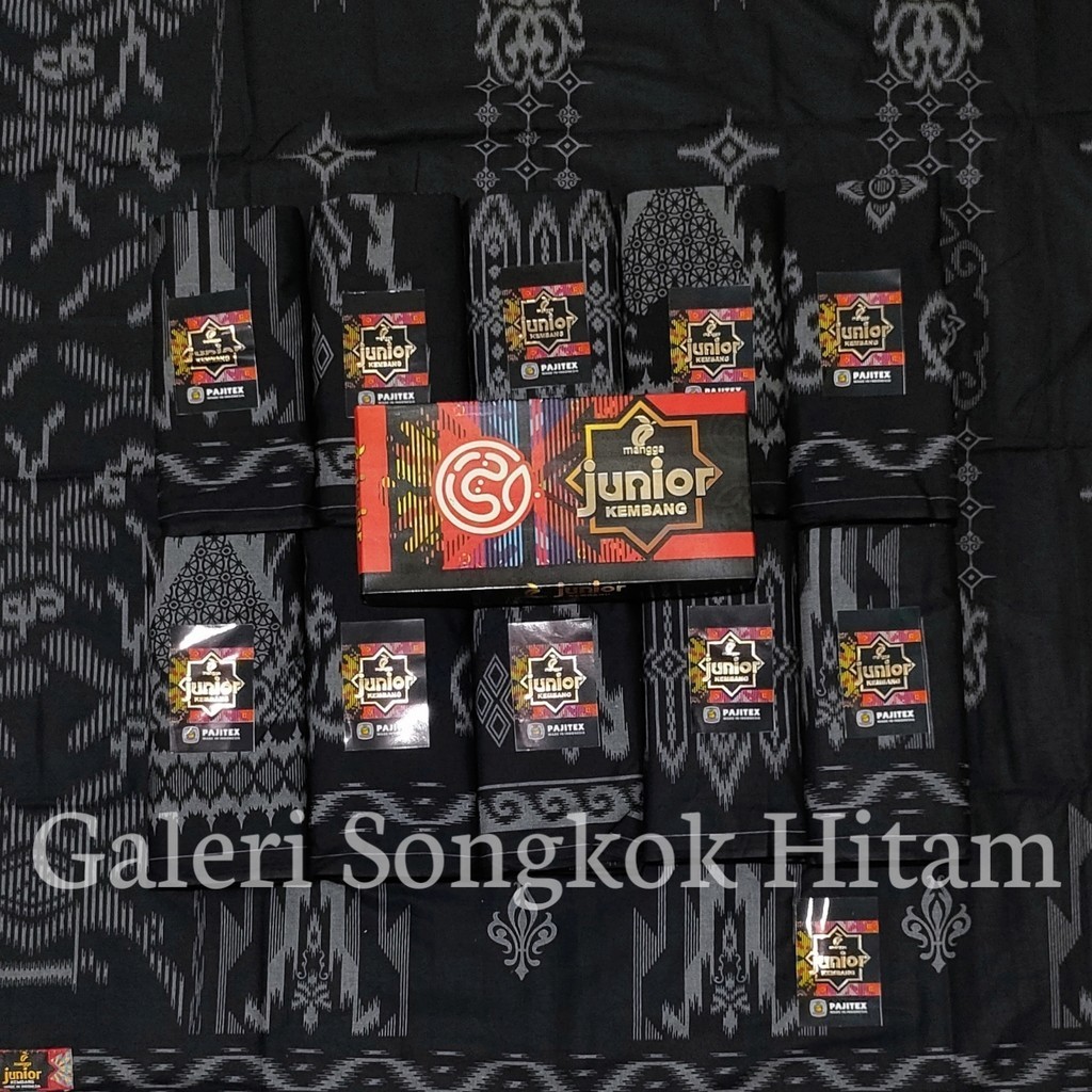 Sarung Mangga Junior Kembang Khusus Hitam Sarung Anak Laki Laki HItam Motif Kembang