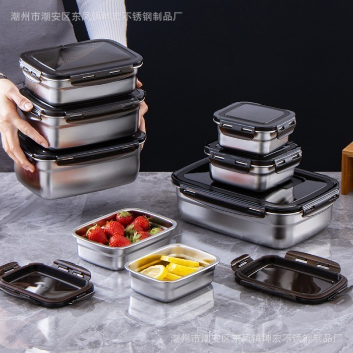 Toples Kotak dan Bulat tupperware stainless foodgrade makanan penutup klip anti tumpah