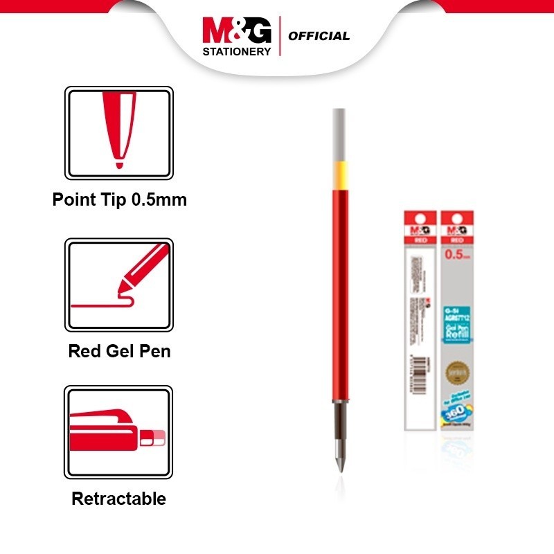 

M&G isi Pulpen Gel Pen Retractable Refill Tip 0.5mm G-5i 3 Warna Hitam Biru Merah - SHESB