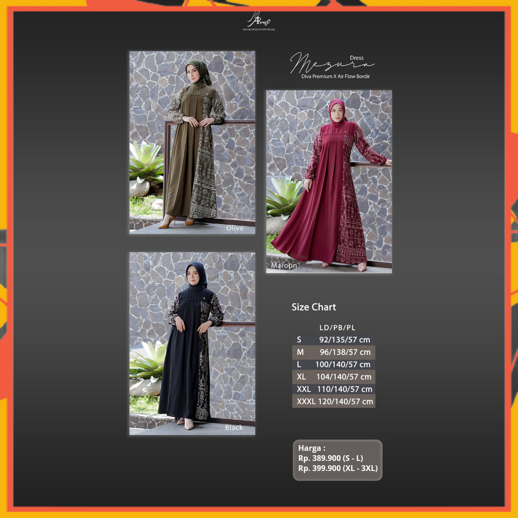 Dress Arrafi Terbaru Mezura Dress Mewah Elegan Gamis Kondangan Lebaran Promo