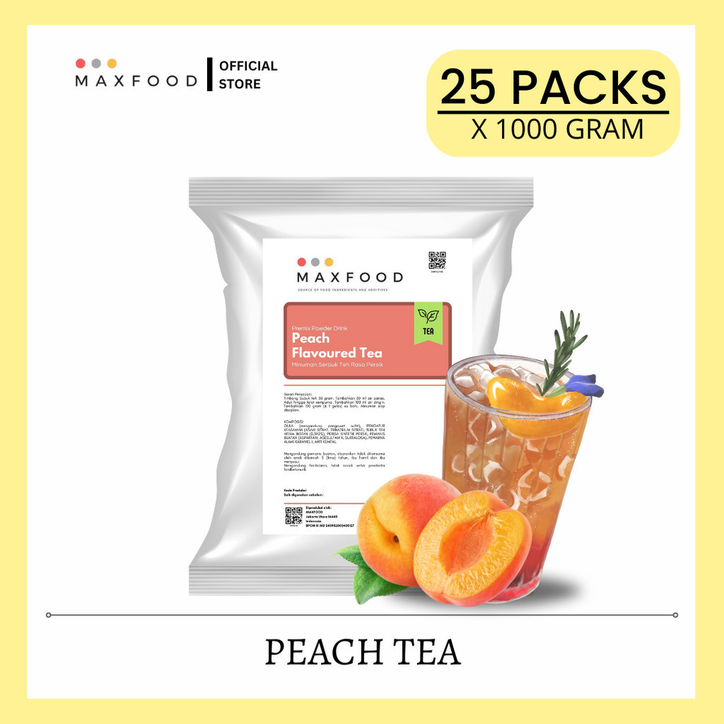 

MAXFOOD - [25KG] Peach Tea Powder Drink / Bubuk Minuman Teh Rasa Buah Persik