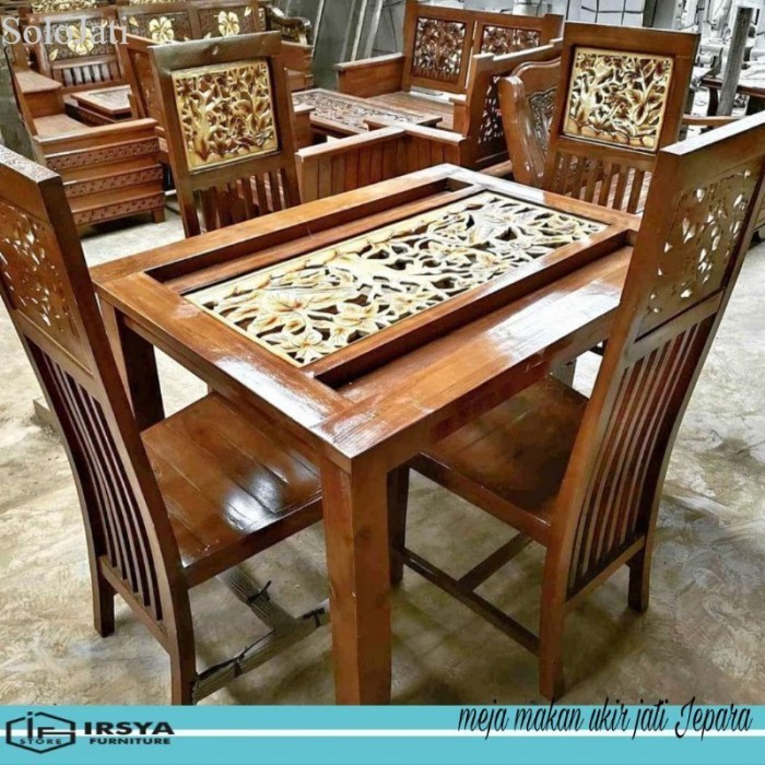 

QUALITY Meja Makan Kayu Jati Ukir Jepara - Kursi Makan Jati Minimalis murah