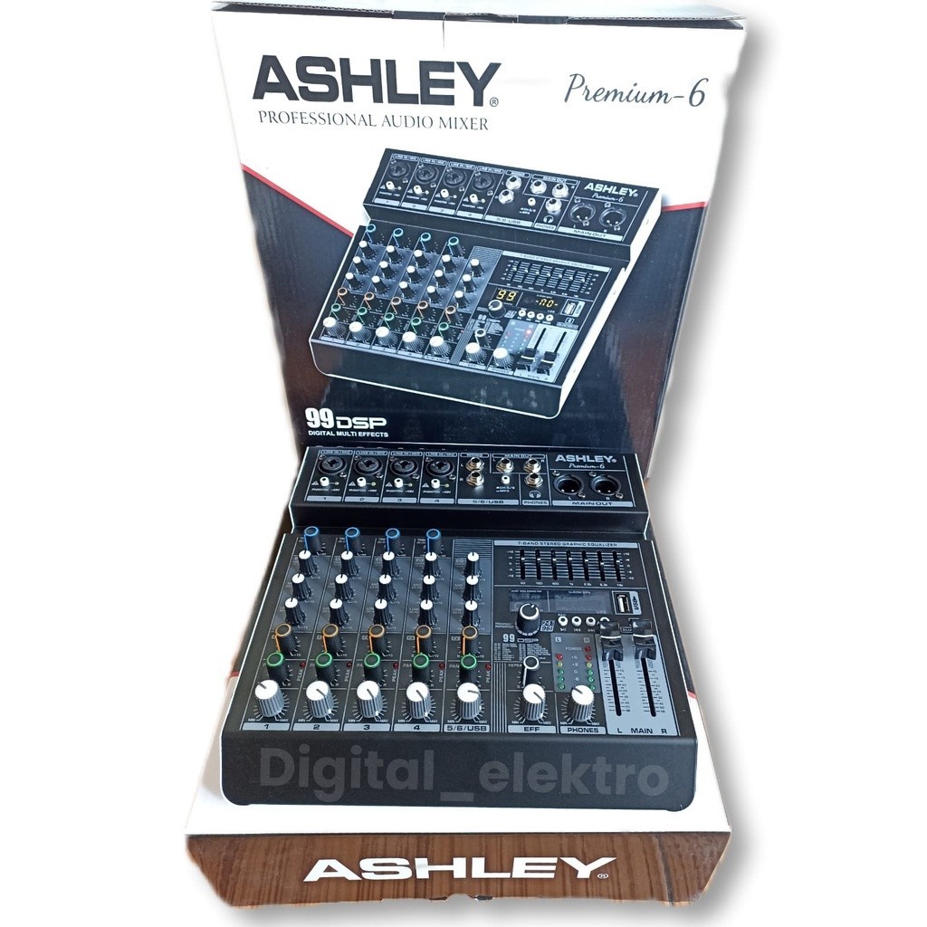 Mixer Audio ASHLEY PREMIUM 6 / PREMIUM6 6 Channel Equalizer Original Reverb 24 Bit 99 Dsp