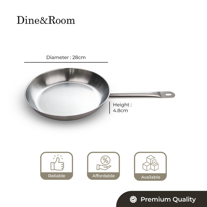 Frying Pan Stainless Steel / Wajan Stainless   - 28 cm
