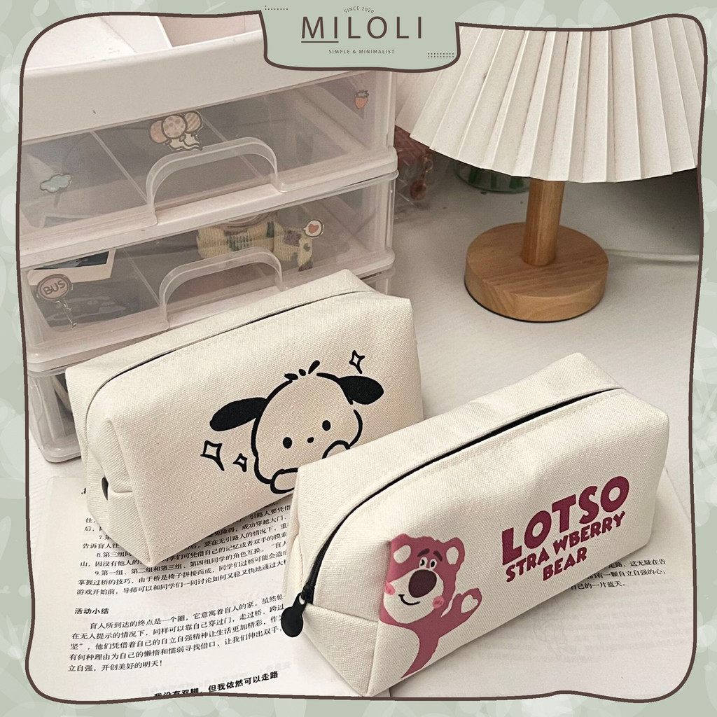 

[MILOLI] Kotak Pensil L0TS0 POCH4CC0 Canvas Pencil Bag Tempat Pensil Resleting Stationery - F0241