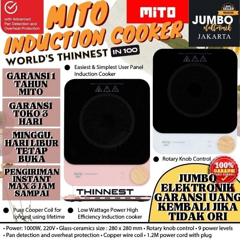 [GARANSI MITO 1 TAHUN] Kompor Listrik Mito IN 100 Thinnest Garansi Resmi Original Mito Induction Coo