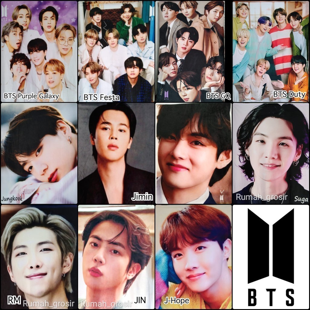 Selimut Boneka Lembut BTS Korea Jimin Jin RM Suga Jhope Jin Jungkook