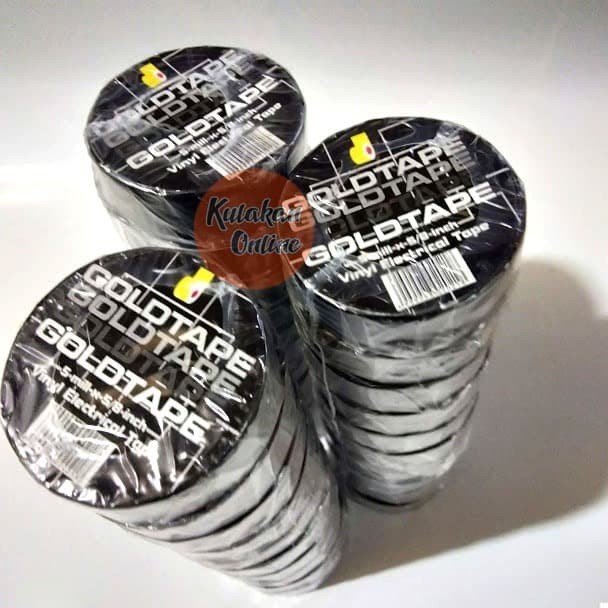 

ISOLASI GOLD TAPE HITAM / BENING PVC (1PAK ISI 10PCS)