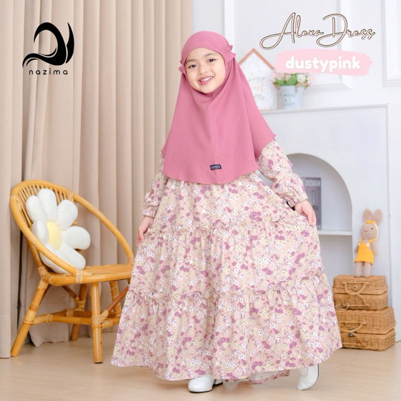 Nazima gamis anak Alexa Dress/Maron merah bata red anak tanggng