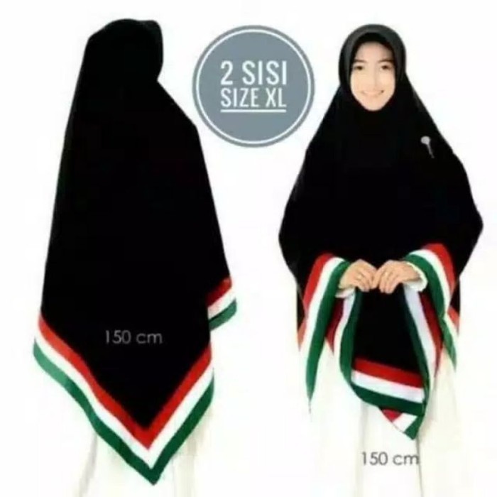 150x150cm Hijab Jilbab Khimar Kerudung Palestina 130x130cm - Hitam, 130x130cm