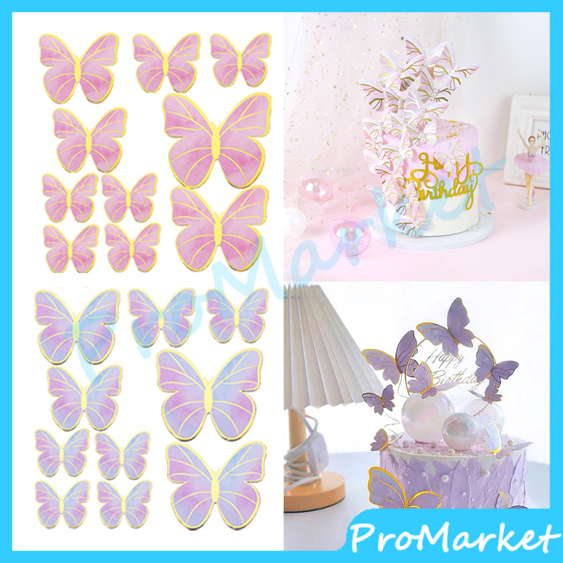 

10PCS Topper Kupu Kupu Sisipan Kue Ulang Tahun Stamping Emas Dekorasi Toppers Kue / Topper Kupu Kupu / Hiasan Kue Kupu Kupu Set