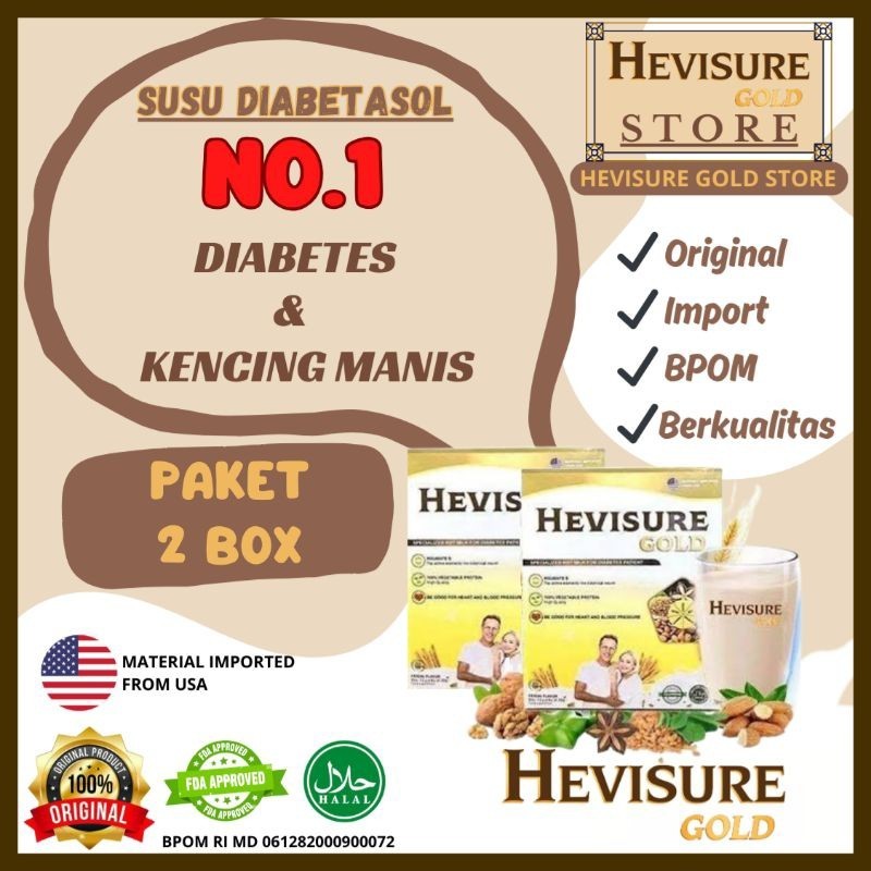 

HEVISURE GOLD MILK SUSU OBAT DIABETES KENCING MANIS INSULIN PANKREAS 12 SACHET | PAKET 2 BOX