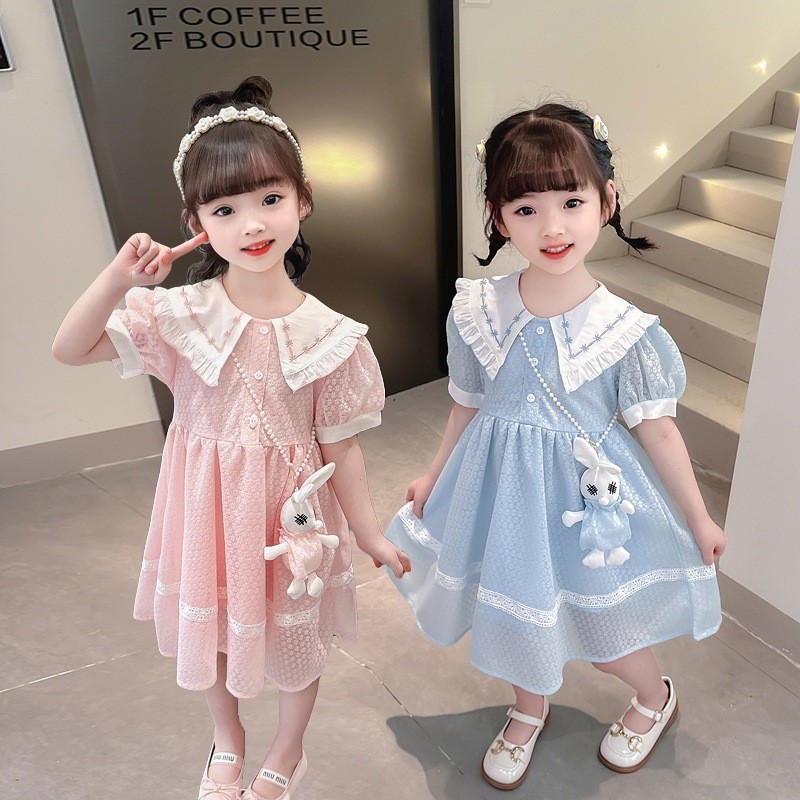 DRESS KOREAN COLLAR EBV Baju Dress Anak Perempuan TANPA TAS BONEKA Import 1-7 TAHUN