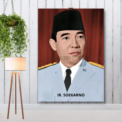BINGKAI + FOTO PAHLAWAN IR. SOEKARNO HIASAN DINDING WALLDECOR POSTER KAYU PAJANGAN RUMAH