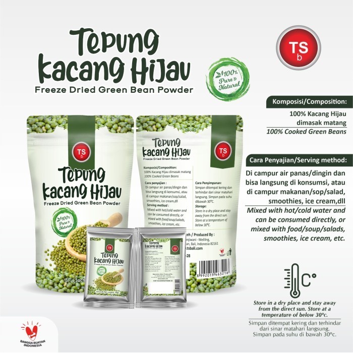 

TSb Freeze Dried Green Beans Powder Pure/Bubuk Kacang Hijau 6s @50gr