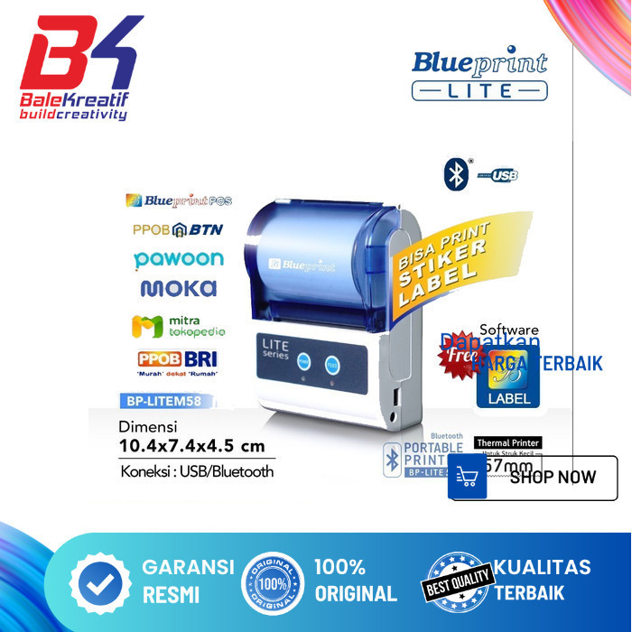 Printer Thermal Bluetooth Portable Blueprint LITE 58 LITE-58 Bluetooth