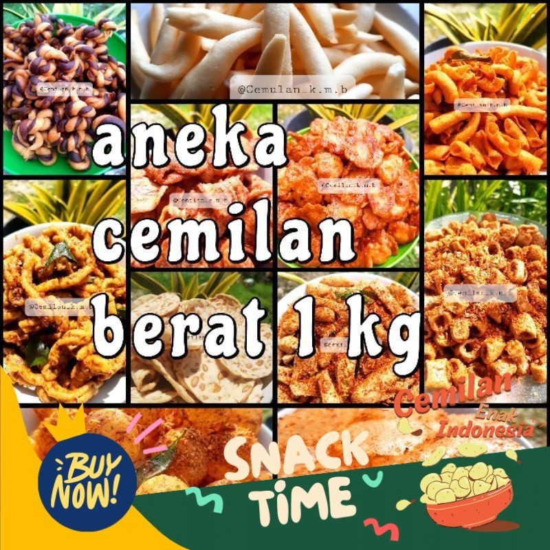 

Special Diskon Aneka Cemilan pedas, manis, gurih lengkap berat 1 kg