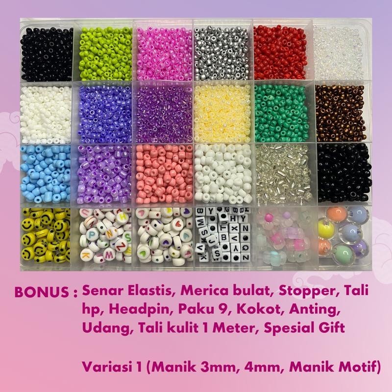 Manik Manik Pasir 1 Box / Paket Manik Manik DIY / DIY Meronce / Set Manik Manik 1 Box isi 24