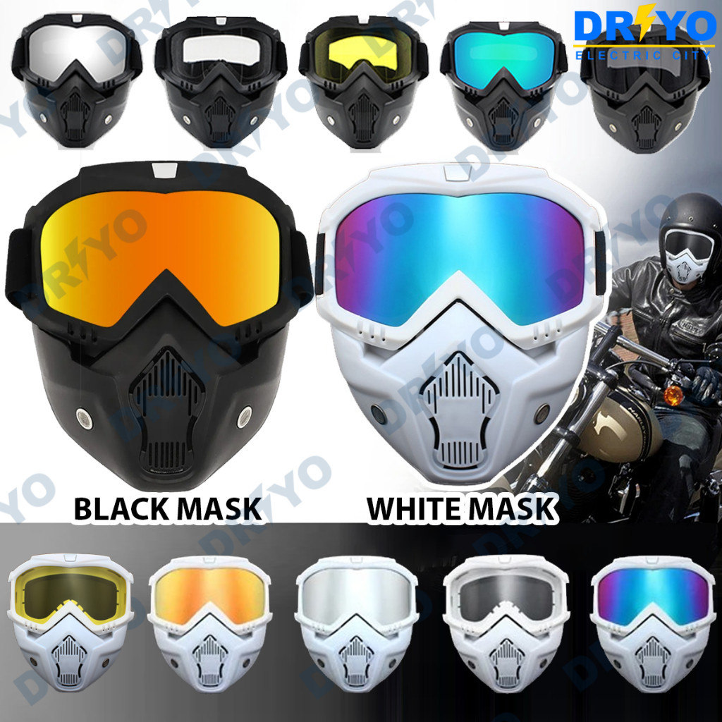 Kacamata Goggles Putih  + Masker Mask Helm Motor Goggle Sport Ski Topeng Masker Sky Bogo JPX Cakil T